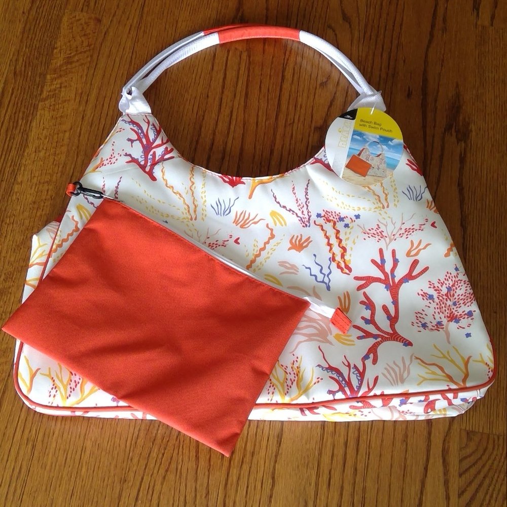 Crane NEW Large Tropical Print Beach Bag with Detachable Swimsuit Pouch